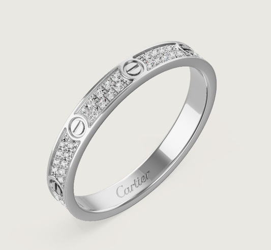 [Lumina]LOVE RING 2.6mm-wide full-diamond ring silver