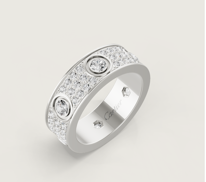 [Lumina]LOVE RING 6.5MM Full Diamond, 6 Major Diamonds Silver