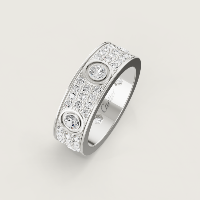 [Lumina]LOVE RING 6.5MM Full Diamond, 6 Major Diamonds Silver