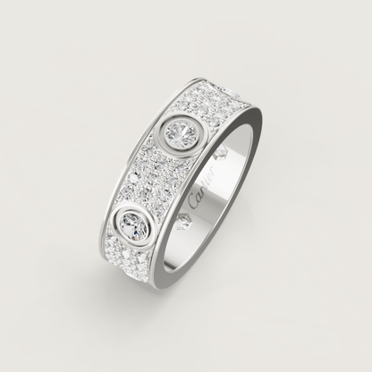 [Lumina]LOVE RING 6.5MM Full Diamond, 6 Major Diamonds Silver