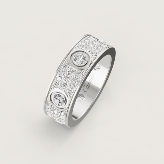 [Lumina]LOVE RING 6.5MM Full Diamond, 6 Major Diamonds Silver