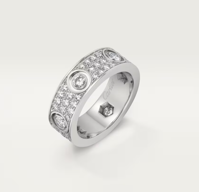 [Lumina]LOVE RING 6.5MM Full Diamond, 6 Major Diamonds Silver