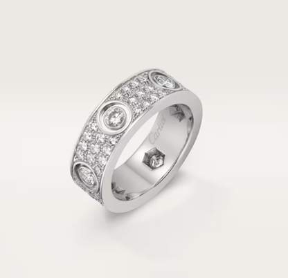[Lumina]LOVE RING 6.5MM Full Diamond, 6 Major Diamonds Silver