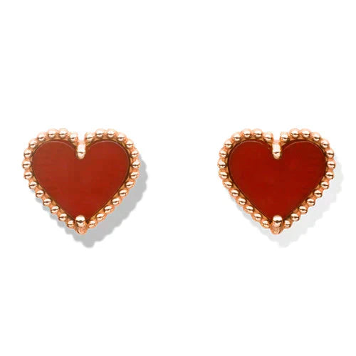 [Lumina]HEART CARNELIAN STUD EARRINGS