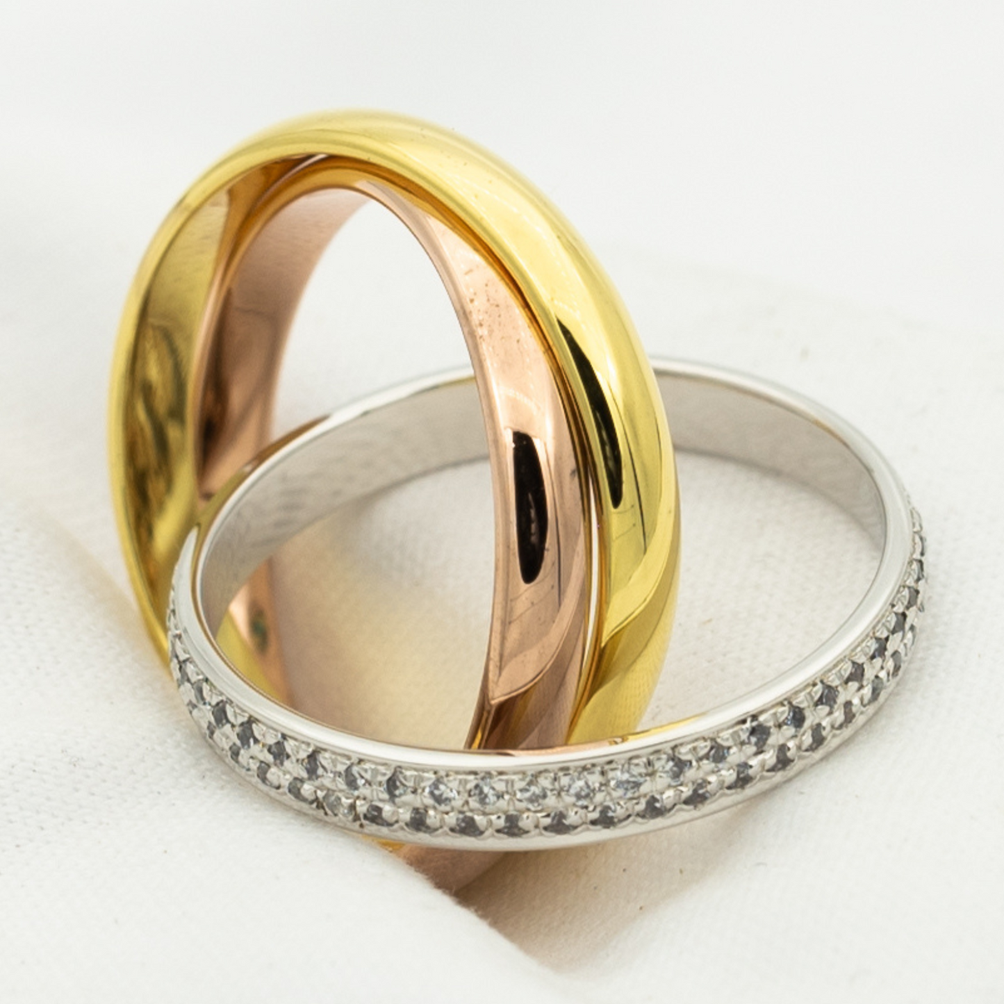[Lumina Jewelry]TRINITY RING GOLD PINK GOLD SILVER DIAMONDS