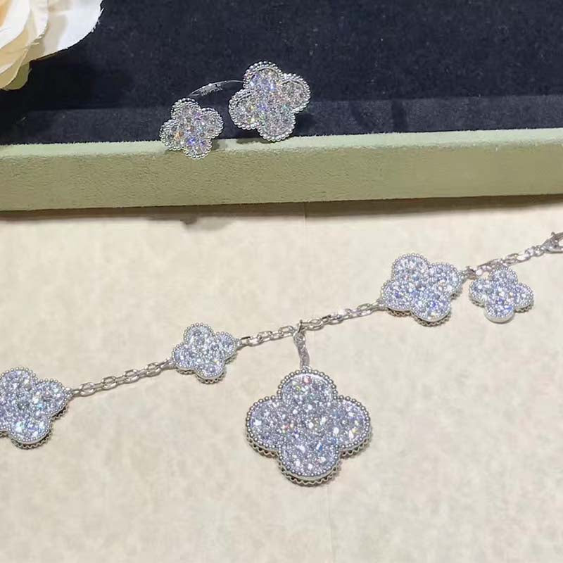 [Lumina]CLOVER 6 MOTIFS SILVER DIAMOND BRACELET