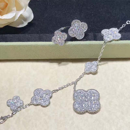 [Lumina]CLOVER 6 MOTIFS SILVER DIAMOND BRACELET