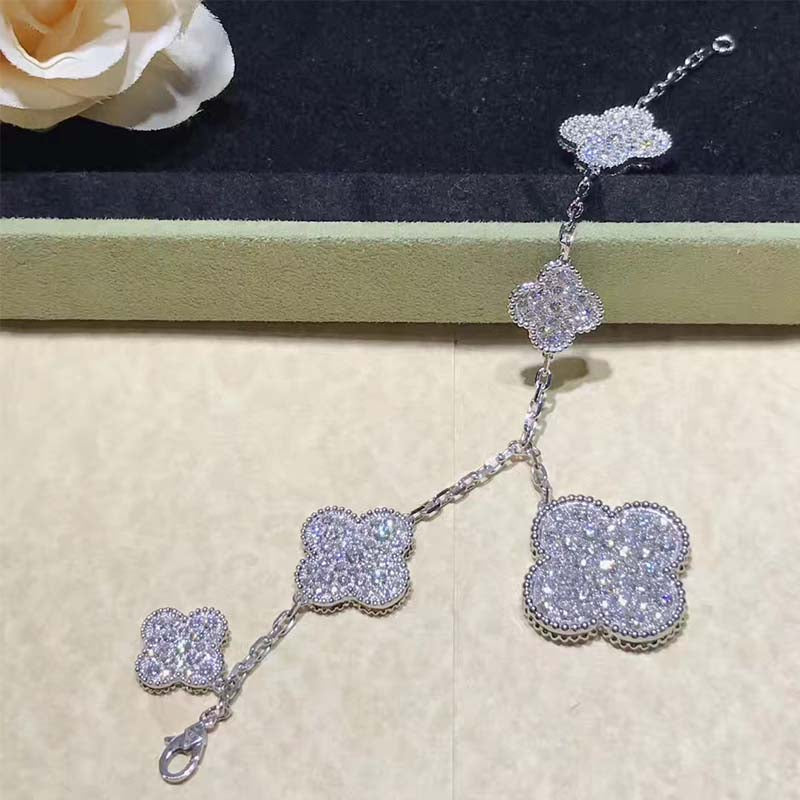[Lumina]CLOVER 6 MOTIFS SILVER DIAMOND BRACELET
