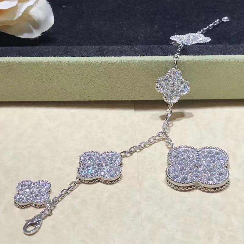 [Lumina]CLOVER 6 MOTIFS SILVER DIAMOND BRACELET