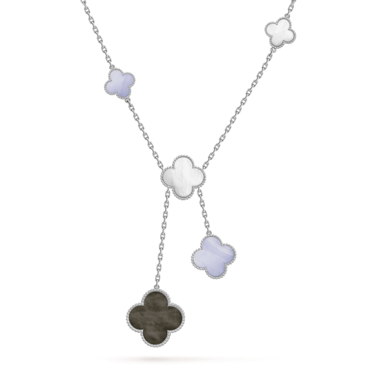 [Lumina]CLOVER MOP CHALCEDONY NECKLACE SILVER 6 MOTIF
