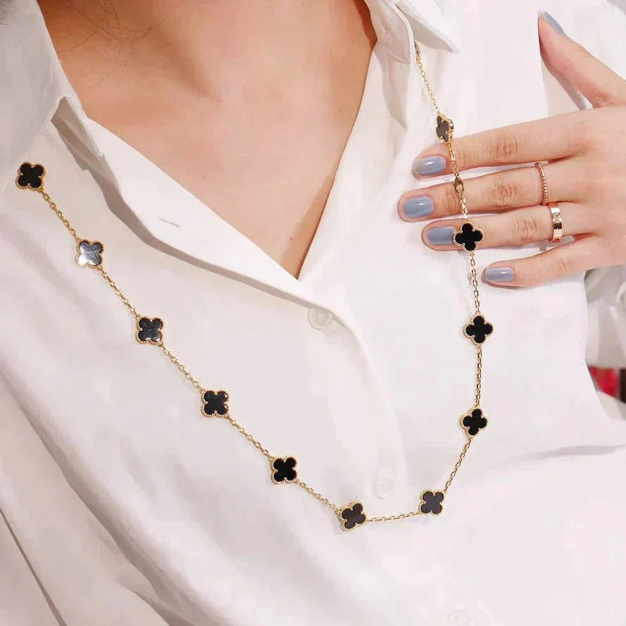 [Lumina]CLOVER 20 MOTIFS ONYX NECKLACE