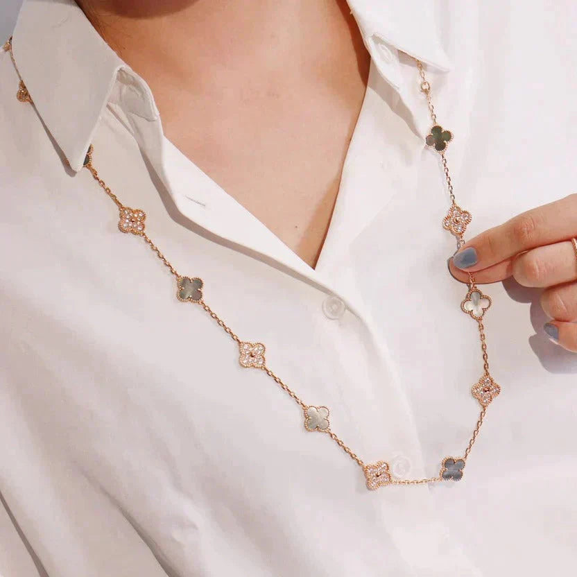 [Lumina]CLOVER 20 MOTIFS DARK MOP DIAMOND  NECKLACE