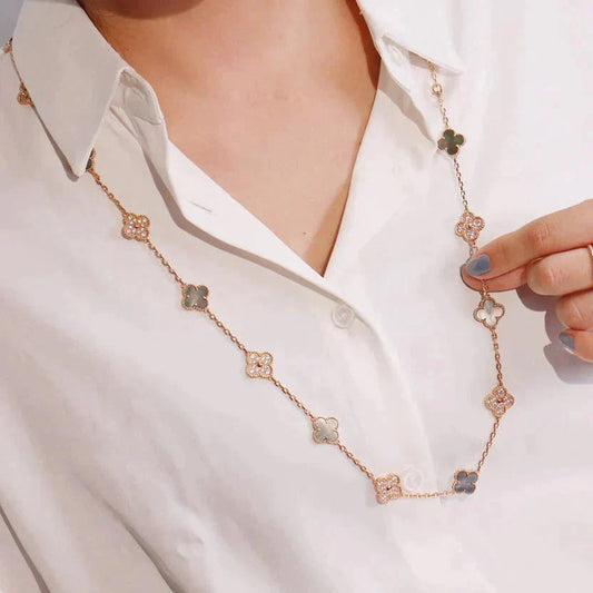 [Lumina]CLOVER 20 MOTIFS DARK MOP DIAMOND  NECKLACE