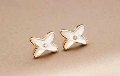 [Lumina]JEUX DE WHITE MOP Lumina GOLD DIAMOND EARRINGS