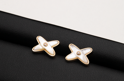 [Lumina]JEUX DE WHITE MOP Lumina GOLD DIAMOND EARRINGS