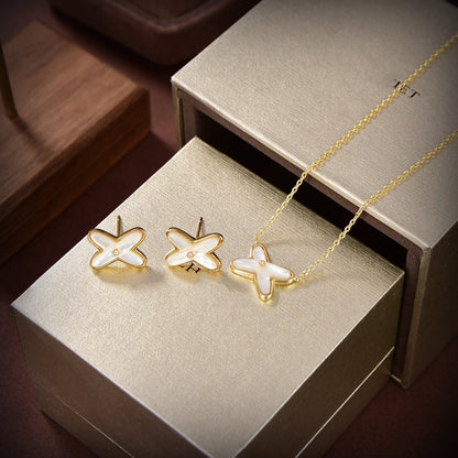 [Lumina]JEUX DE WHITE MOP GOLD DIAMOND EARRINGS