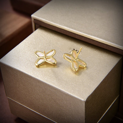[Lumina]JEUX DE WHITE MOP GOLD DIAMOND EARRINGS