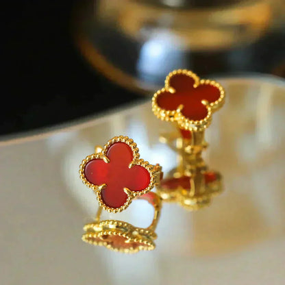 [Lumina]CLOVER MEDIUM 1 MOTIFS CARNELIAN  EARRINGS
