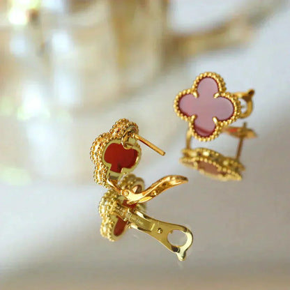 [Lumina]CLOVER MEDIUM 1 MOTIFS CARNELIAN  EARRINGS