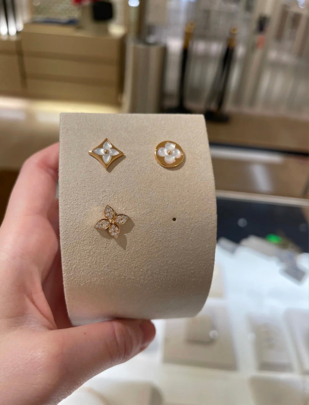 [Lumina]STAR BLOSSOM STUD EARRINGS PINK GOLD DIAMONDS
