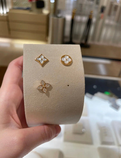 [Lumina]STAR BLOSSOM STUD EARRINGS PINK GOLD DIAMONDS