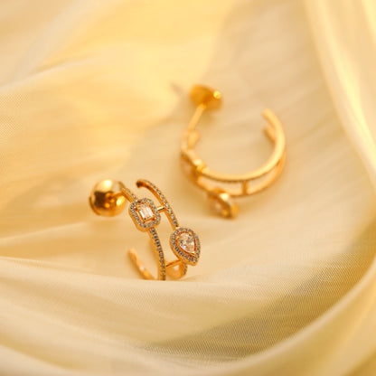 [Lumina]CREOLES MY TWIN 2 RANGS SILVER DIAMOND EARRINGS