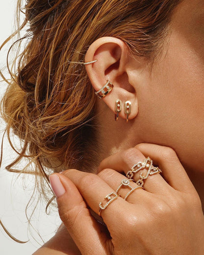 [Lumina]CREOLES MOVE UNO MINI 1 DIAMOND EARRINGS