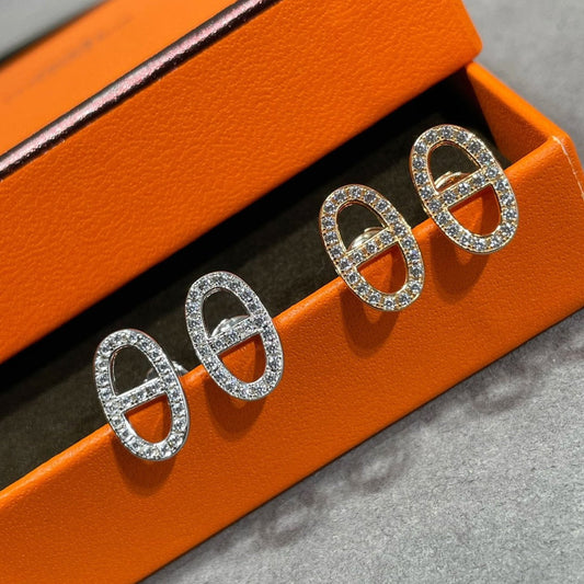 [Lumina]HM FULL DIAMOND PIG NOSE STUD EARRINGS