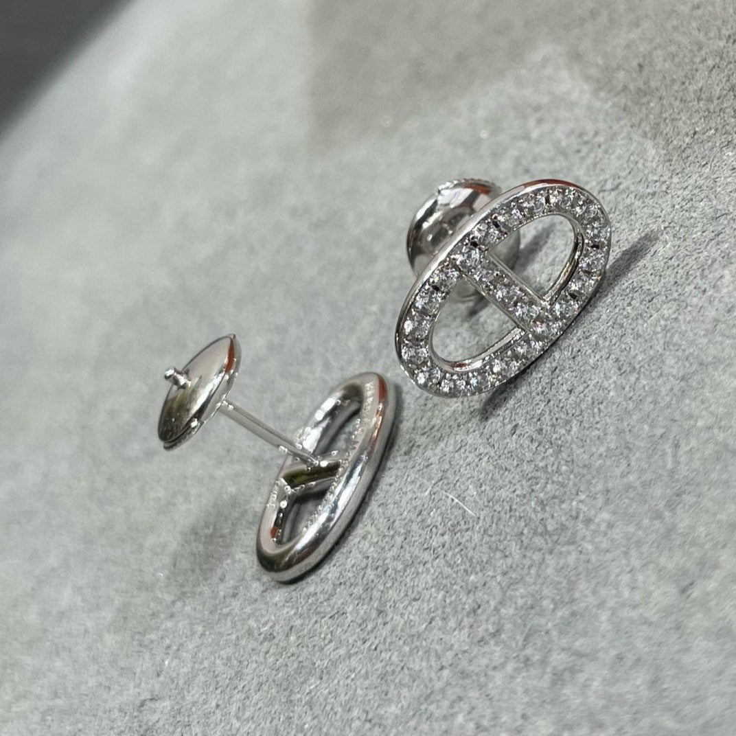 [Lumina]HM FULL DIAMOND PIG NOSE STUD EARRINGS