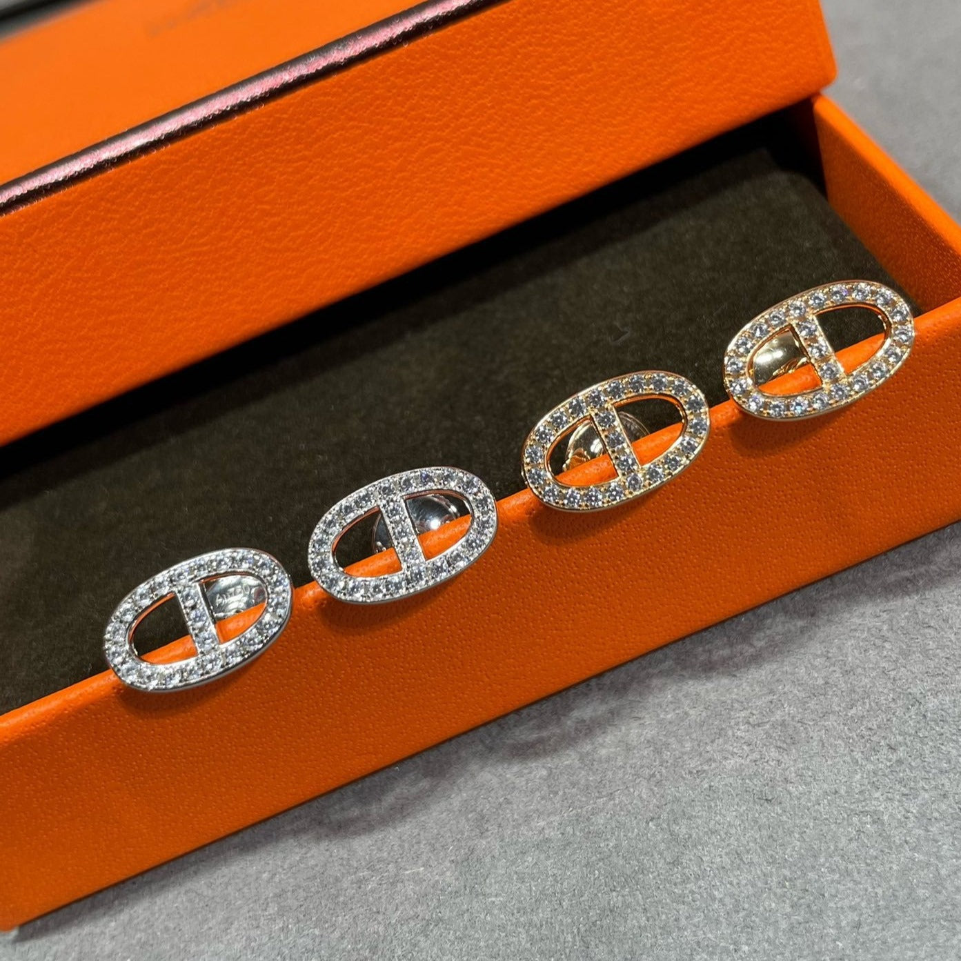 [Lumina]HM FULL DIAMOND PIG NOSE STUD EARRINGS