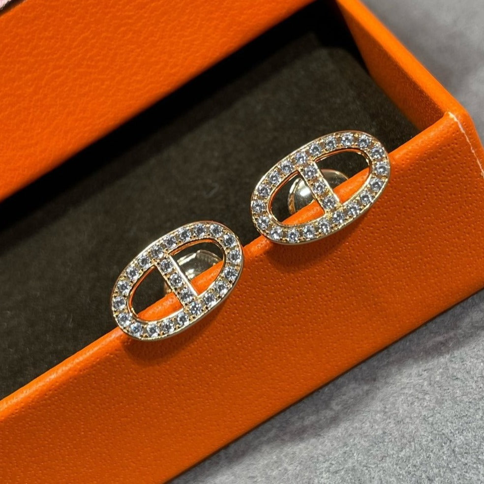 [Lumina]HM FULL DIAMOND PIG NOSE STUD EARRINGS