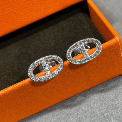 [Lumina]HM FULL DIAMOND PIG NOSE STUD EARRINGS