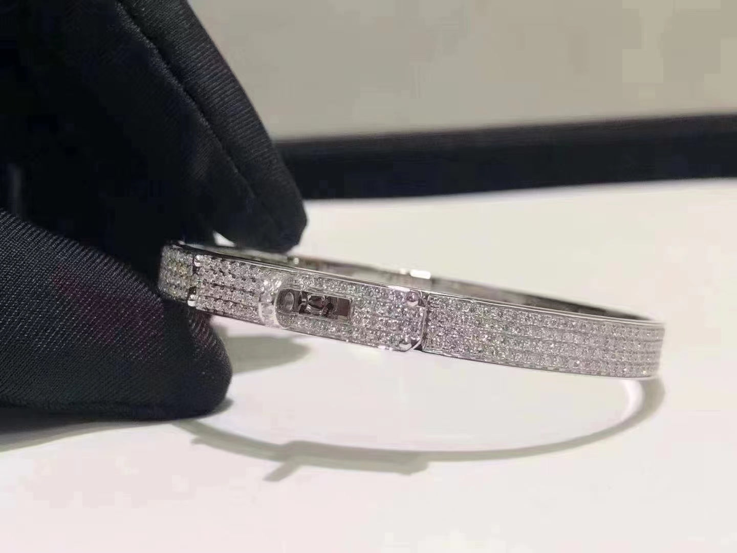[Lumina]HM KELLY BRACELET IN SILVER AND FULL PAVE DIAMOND