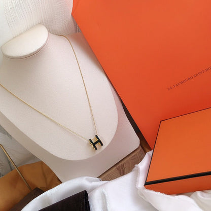 [Lumina]HM CLIC BLACK ENAMEL GOLD NECKLACE