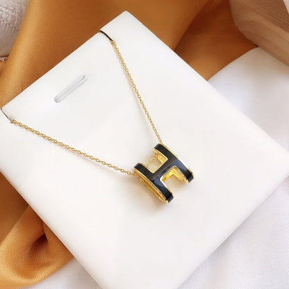 [Lumina]HM CLIC BLACK ENAMEL GOLD NECKLACE