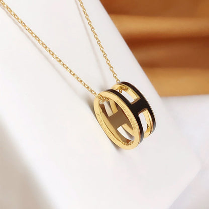 [Lumina]HM CLIC BLACK ENAMEL GOLD NECKLACE