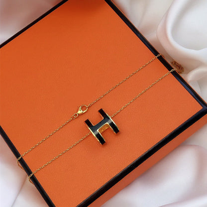 [Lumina]HM CLIC BLACK ENAMEL GOLD NECKLACE