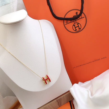 [Lumina]HM CLIC RED ENAMEL GOLD NECKLACE