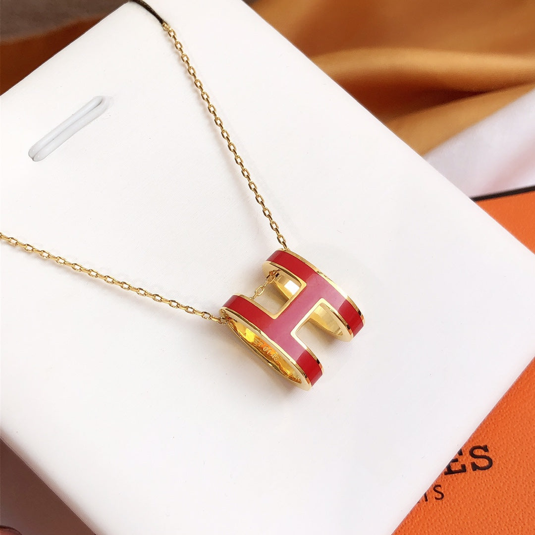 [Lumina]HM CLIC RED ENAMEL GOLD NECKLACE