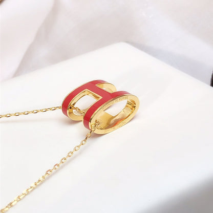 [Lumina]HM CLIC RED ENAMEL GOLD NECKLACE