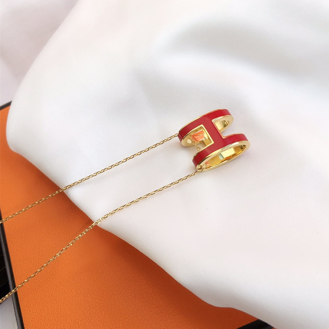 [Lumina]HM CLIC RED ENAMEL GOLD NECKLACE