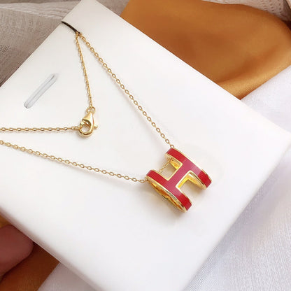 [Lumina]HM CLIC RED ENAMEL GOLD NECKLACE