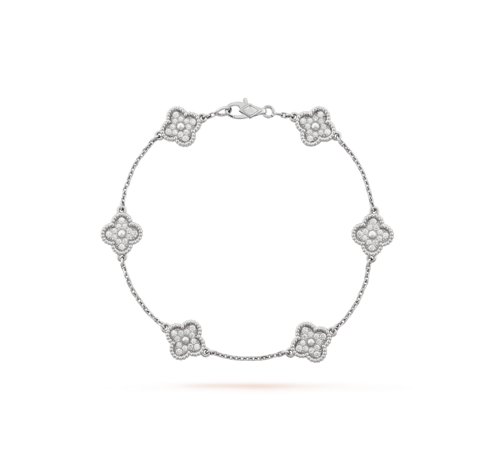 [Lumina]CLOVER 6 MOTIF SILVER DIAMOND BRACELET
