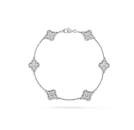 [Lumina]CLOVER 6 MOTIF SILVER DIAMOND BRACELET