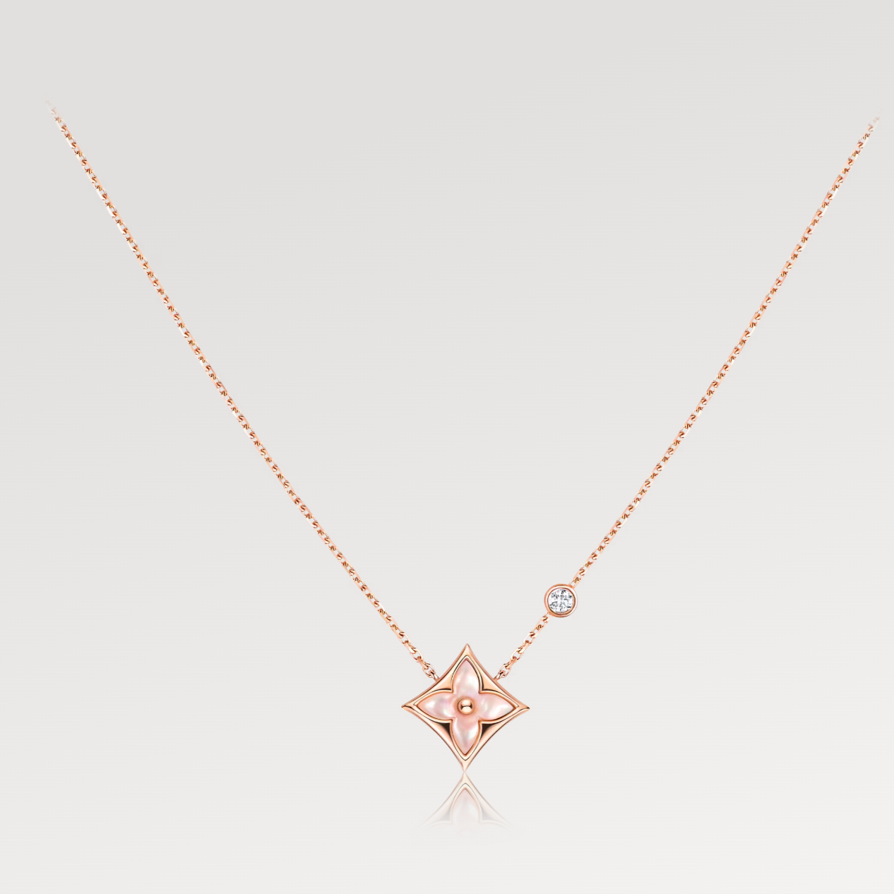 [Lumina]STAR PINK MOP 1 DIAMOND PINK GOLD NECKLACE