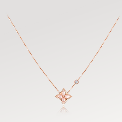 [Lumina]STAR PINK MOP 1 DIAMOND PINK GOLD NECKLACE