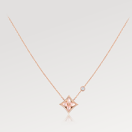 [Lumina]STAR PINK MOP 1 DIAMOND PINK GOLD NECKLACE