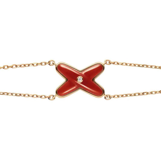 [Lumina]JEUX BRACELET CARNELIAN PINK GOLD 1 DIAMOND