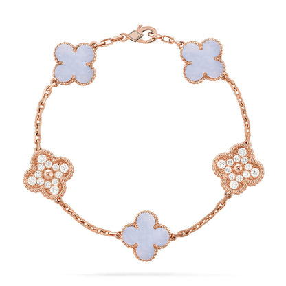 [Lumina] CLOVER 5 MOTIF PURPLE CHALCEDONY BRACELET COLLECTION
