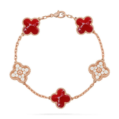 [Lumina]CLOVER 5 MOTIF RED PATTERN BRACELET COLLECTION
